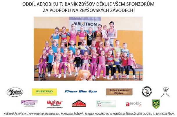 Aerobic Elektro Morávek Cup ve Zbýšově - poděkování  sponzorům