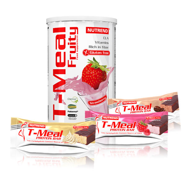 T-meal fruity + 3x T-meal protein bar - instantní koktejl jako kvalitní a vyvážená svačina během dne + 3x proteinové tyčinky s nízkým obsahem cukru.